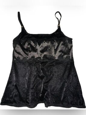 Vintage Escada Gorgeous Black metallic Satin & Lace Cami… Excellent Condition